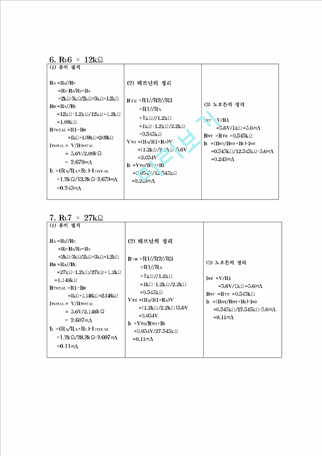 [공학] 기초 전기 회로 실험 - 테브난 실험 보고서.hwp